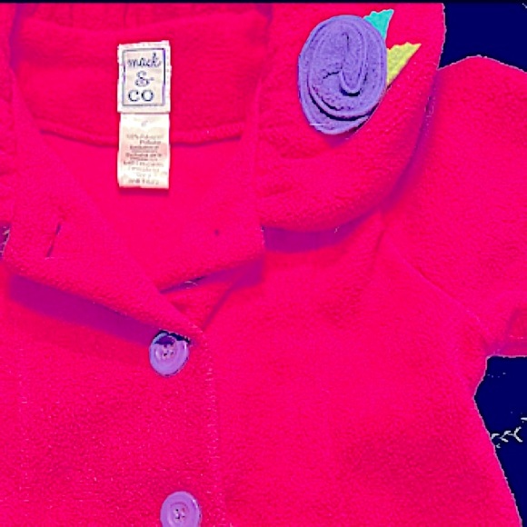 GIRLS LONG PINK PURPLE JACKET COAT  BUTTON FRONT SIZE 3  Mack & Co. - Picture 2 of 3